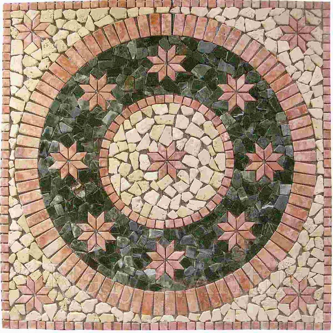 100x100 Meshed mosaic Travertine Marble Decor Medallion