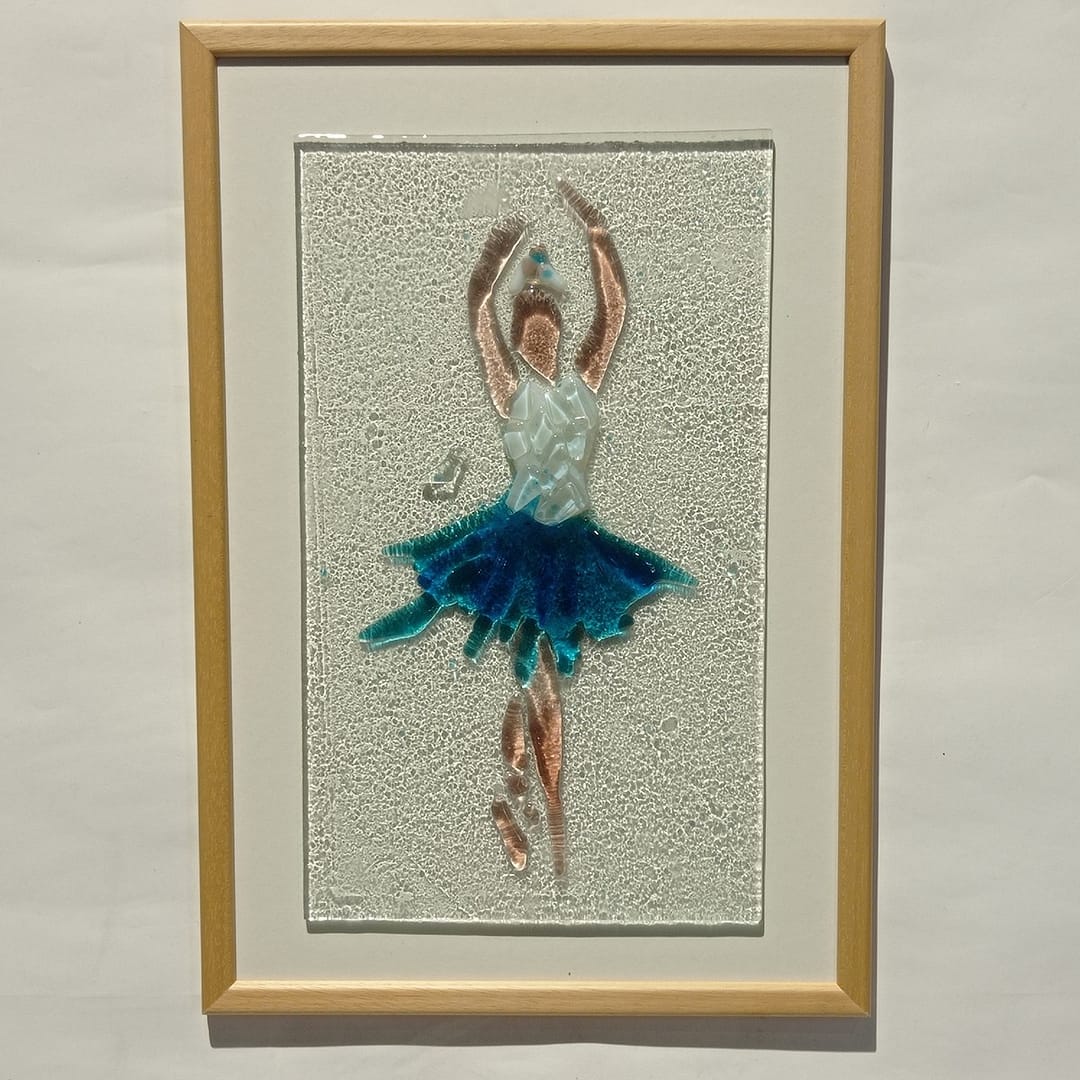 blue white ballerina glass picture frame