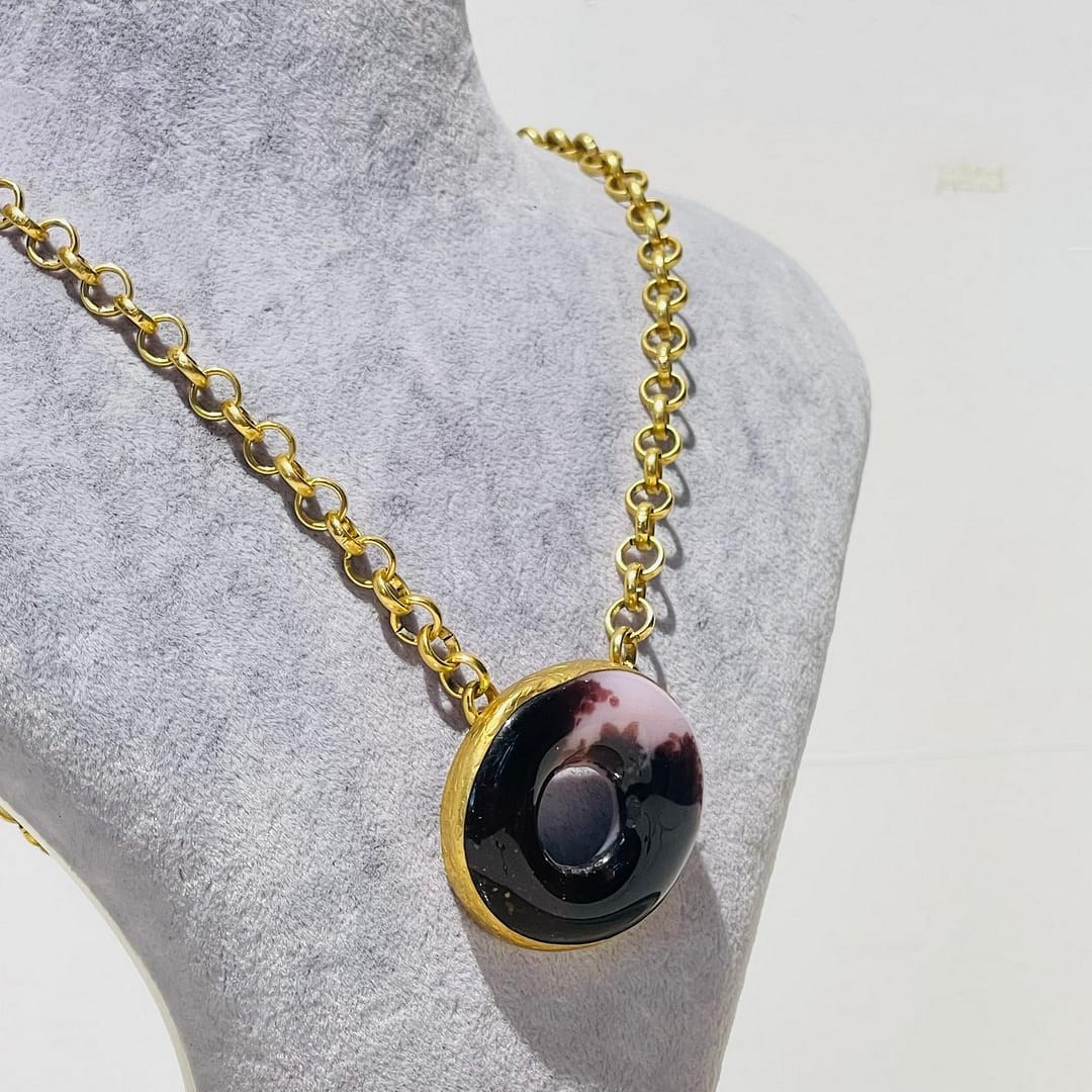 Kahve Pembe Cam Kolye - Görsel 5