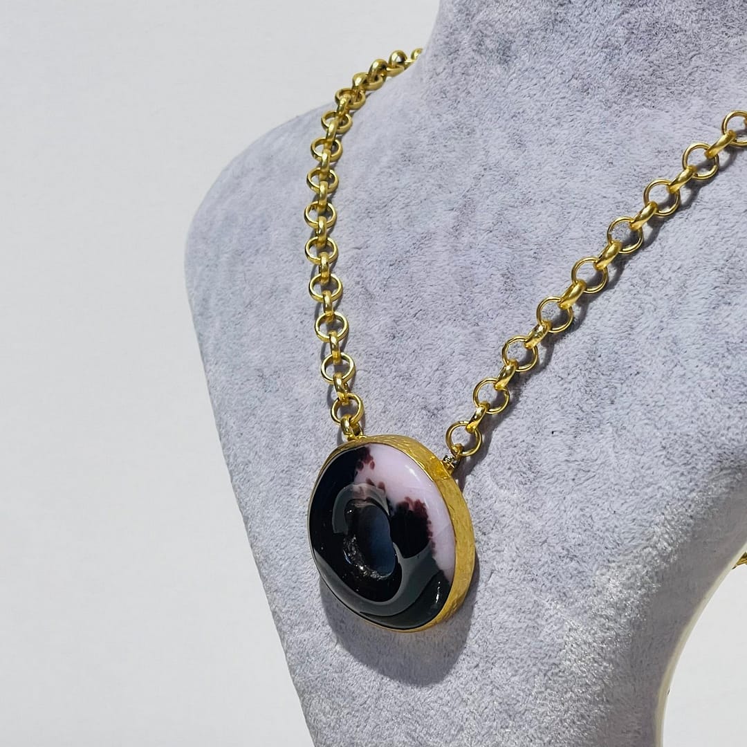 Kahve Pembe Cam Kolye - Görsel 4