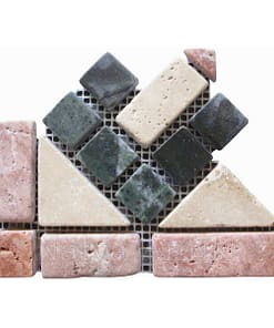 Natural stone meshed mosaic bordure corner