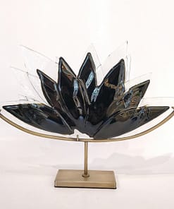 Siyah Kahve Tonlarında Cam Lotus Heykeli