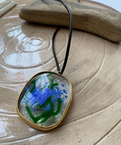 Mavi Yeşil Tasarın Elyapımı Kolye