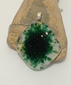 Galaksi Yeşili Tasarım Cam Kolye