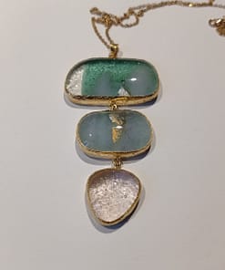 Tasarım Buzul Temalı Elyapımı Cam Kolye