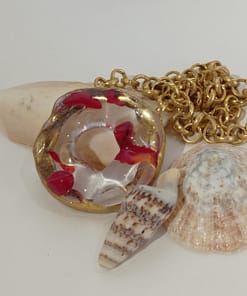 Tomurcuk Çiçekli Cam Döküm Eşsiz Kolye