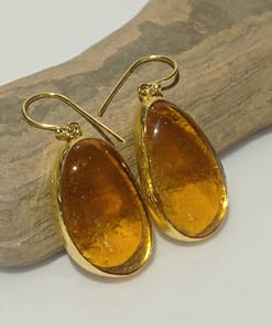 handmade honey yellow glass fusion earrings