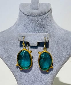 ocean blue handmade abstract glass fusion earrings