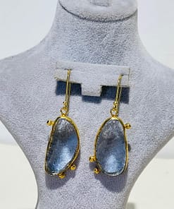 light blue handmade abstract glass fusion earrings