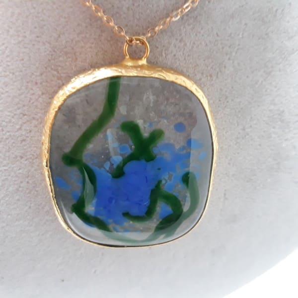 Mavi Yeşil Tasarın Elyapımı Kolye - Görsel 5