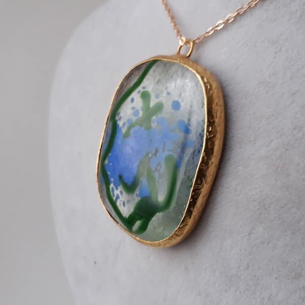 Mavi Yeşil Tasarın Elyapımı Kolye - Görsel 4