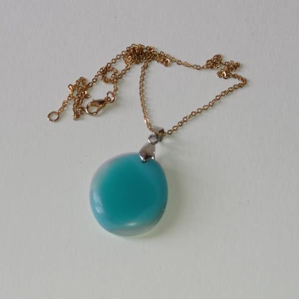 Gök Mavisi Tasarım Cam Kolye - Görsel 4