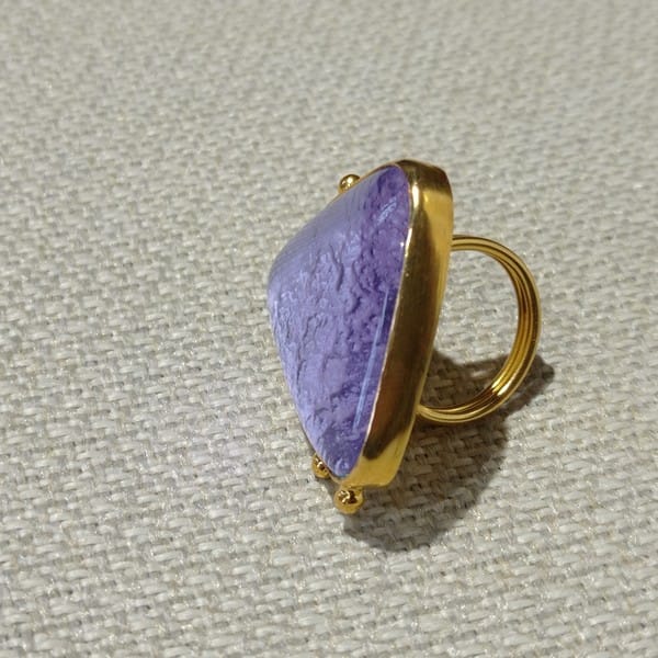 Mor Camdan Güverseli El Yapımı Yüzük - Görsel 6