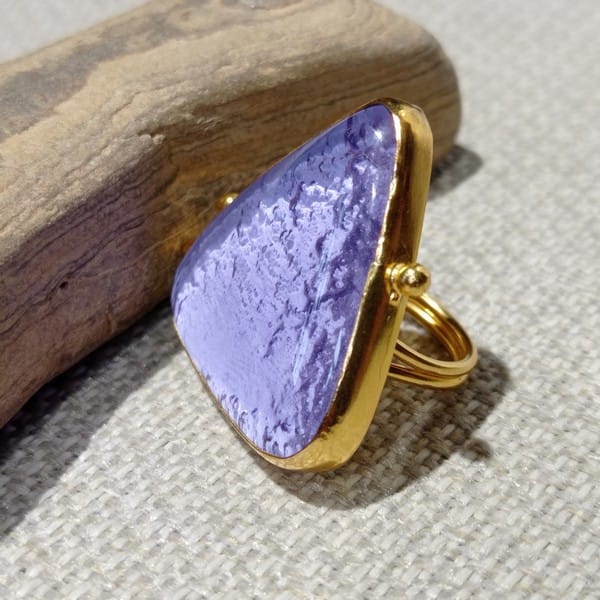 Mor Camdan Güverseli El Yapımı Yüzük