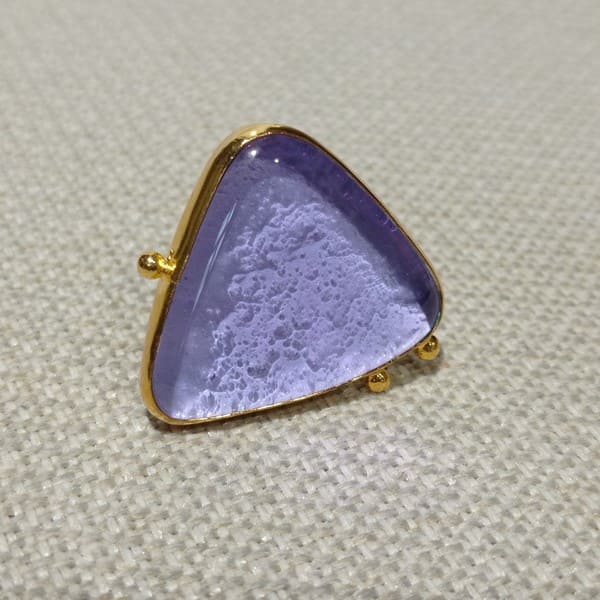 Mor Camdan Güverseli El Yapımı Yüzük - Görsel 4