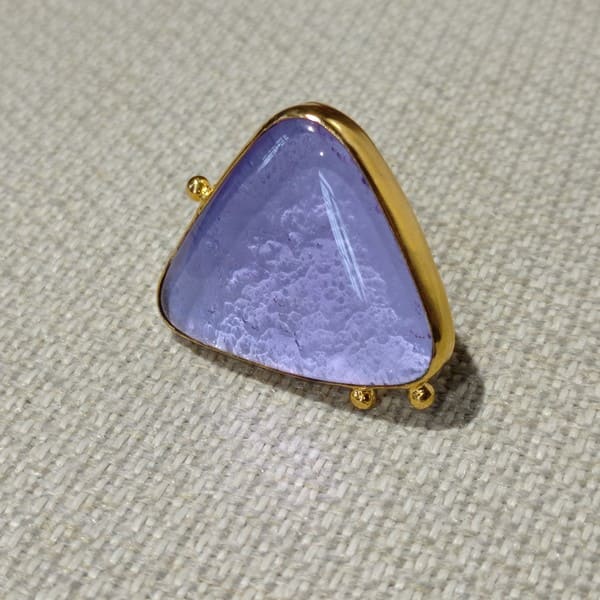 Mor Camdan Güverseli El Yapımı Yüzük - Görsel 5