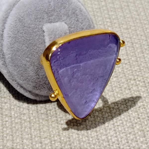 Mor Camdan Güverseli El Yapımı Yüzük - Görsel 3