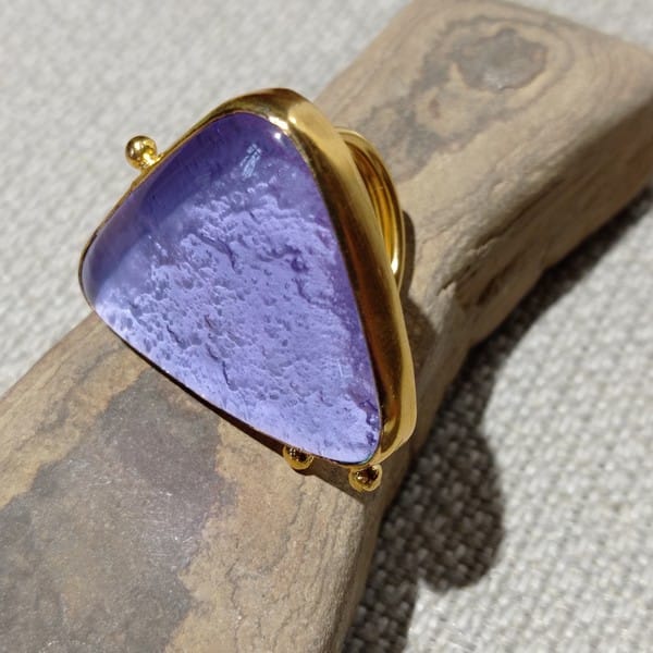 Mor Camdan Güverseli El Yapımı Yüzük - Görsel 2